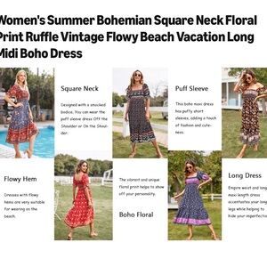 Bohemian Floral Midi Dress - Multi Color
